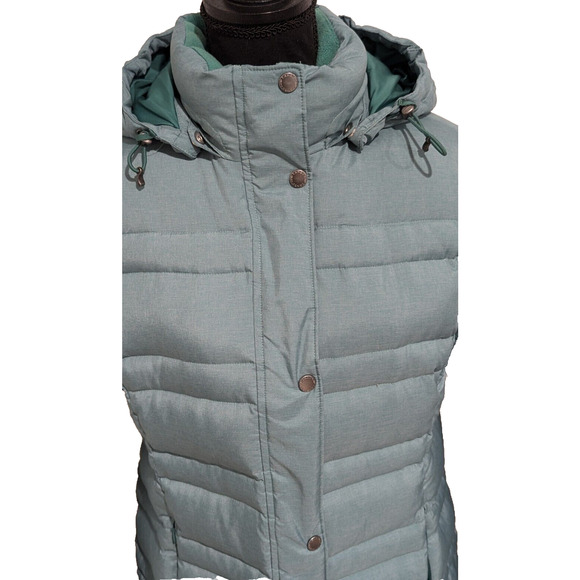 Land's End Down Puffer Jacket Mid Length Hooded Women's Small Green - Picture 3 of 11